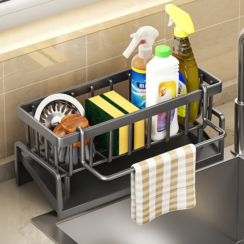 Kichik Plastik Oshxona Lavabosi Idish Rack, Ko'p funksiyali Sochiq Gubka Saqlash Rack, 23.01X11.99 sm, Uy Oshxona Joyini Optimallashtirish uchun Ideal