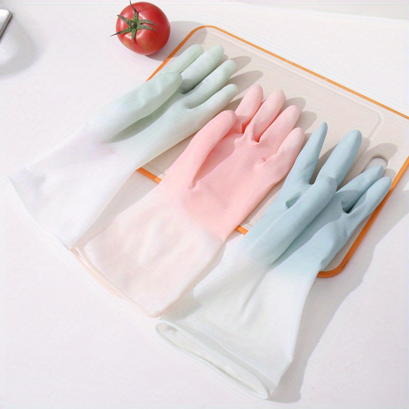 3 Sets Waterproof Reusable Household Cleaning Gloves for Kitchen and Bathroom