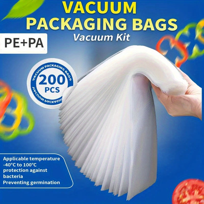 200pcs Vacuum Sealer Bags Set Single-Sided Textured BPA-Free Diamond Pattern Food Storage