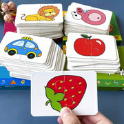 Conjunto de rompecabezas educativo para niños con personajes, frutas, verduras, vehículos, desarrollo cognitivo, tarjetas educativas coloridas