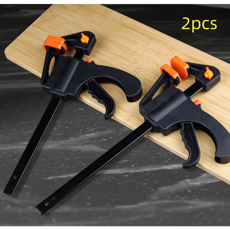 2 Pack 4 Inch Woodworking F Clamps Metal Plastic Quick-Release Black