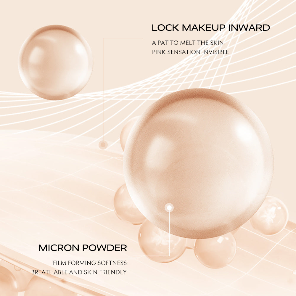 To'liq qoplovchi fondyushen, namlantiruvchi porlash va mukammal yaltirash bilan, barcha teri turlari uchun mos, suv o'tkazmaydigan, uzoq muddatli va kukunli formula.