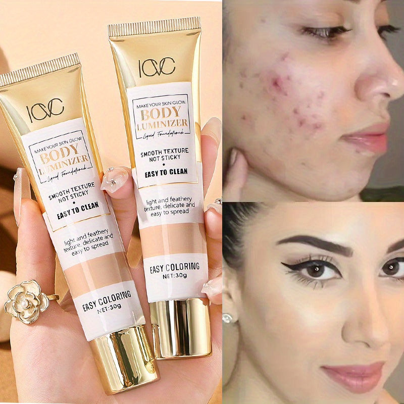 Full Coverage Powder Foundation with Hydrating Glow Waterproof Long-Lasting Light to Medium