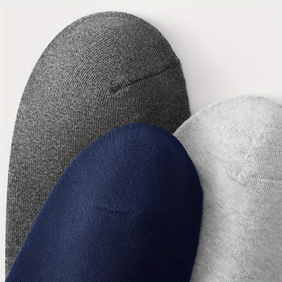 Men's Cotton Blend Socks 10 Pairs Mid-Calf Breathable Business Casual Solid Color Letter Pattern