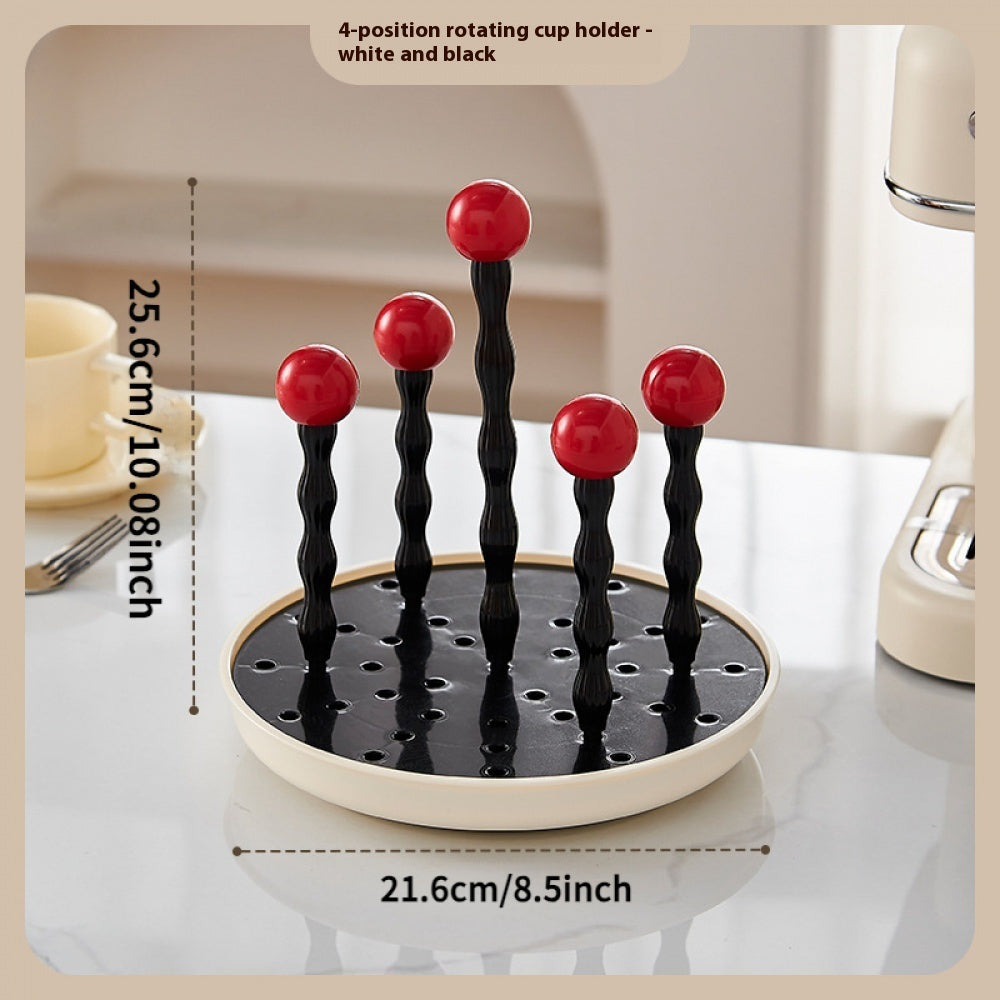 Aylanadigan chashka ushlagich, tomchilatgichli, zamonaviy chashka saqlash tokchasi, stolda tashkilotchisi, tutqichi bilan, kirish joyidagi chashka ko'rsatkichi, elektrsiz ichimlik ushlagich