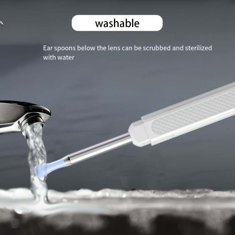 Kamerali yoritilgan quloq qopqog'ini tozalash vositasi, 6 ta silikon quloq qoshiqni o'z ichiga olgan 8 dona to'plam, qayta zaryadlanadigan litiy batareya, USB zaryadlash, 130mAh, zamonaviy quloq qopqog'ini olib tashlash aksessuar.