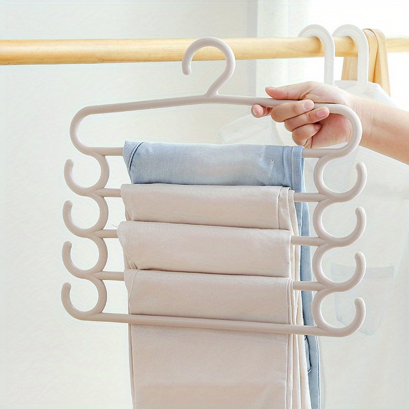 Multi-Layer Plastic Clothes Hanger with 5 Tiers for Space Saving Wardrobe Organizer in Various Colors