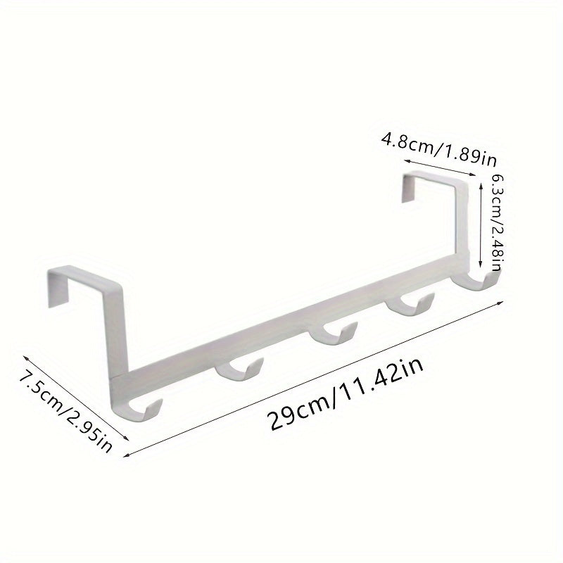 Over-the-Door Wall Hook Rack with 5 Hooks for Coats Hats Towels Durable Organizer