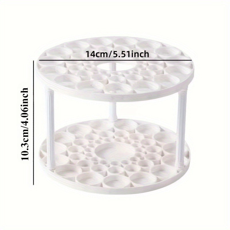 White Plastic Rotating Brush Organizer with Detachable Varnish Finish for Art, Makeup, and Pens