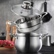 Stainless Steel Cooking Pot with Lid for Soup Porridge Noodles Induction Gas Stove