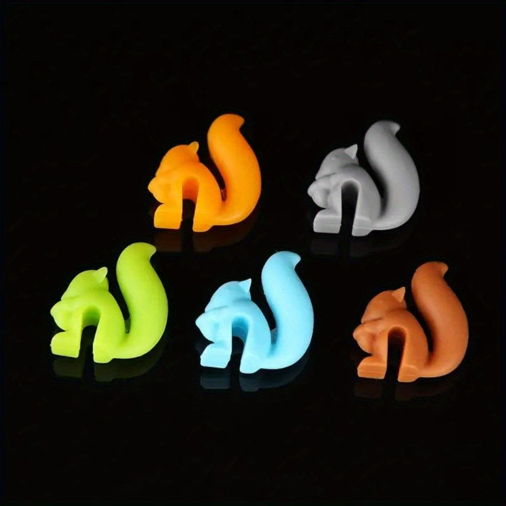 Set of 5 Silicone Squirrel Tea Bag Holders, Tea Accessories, Cup Decor