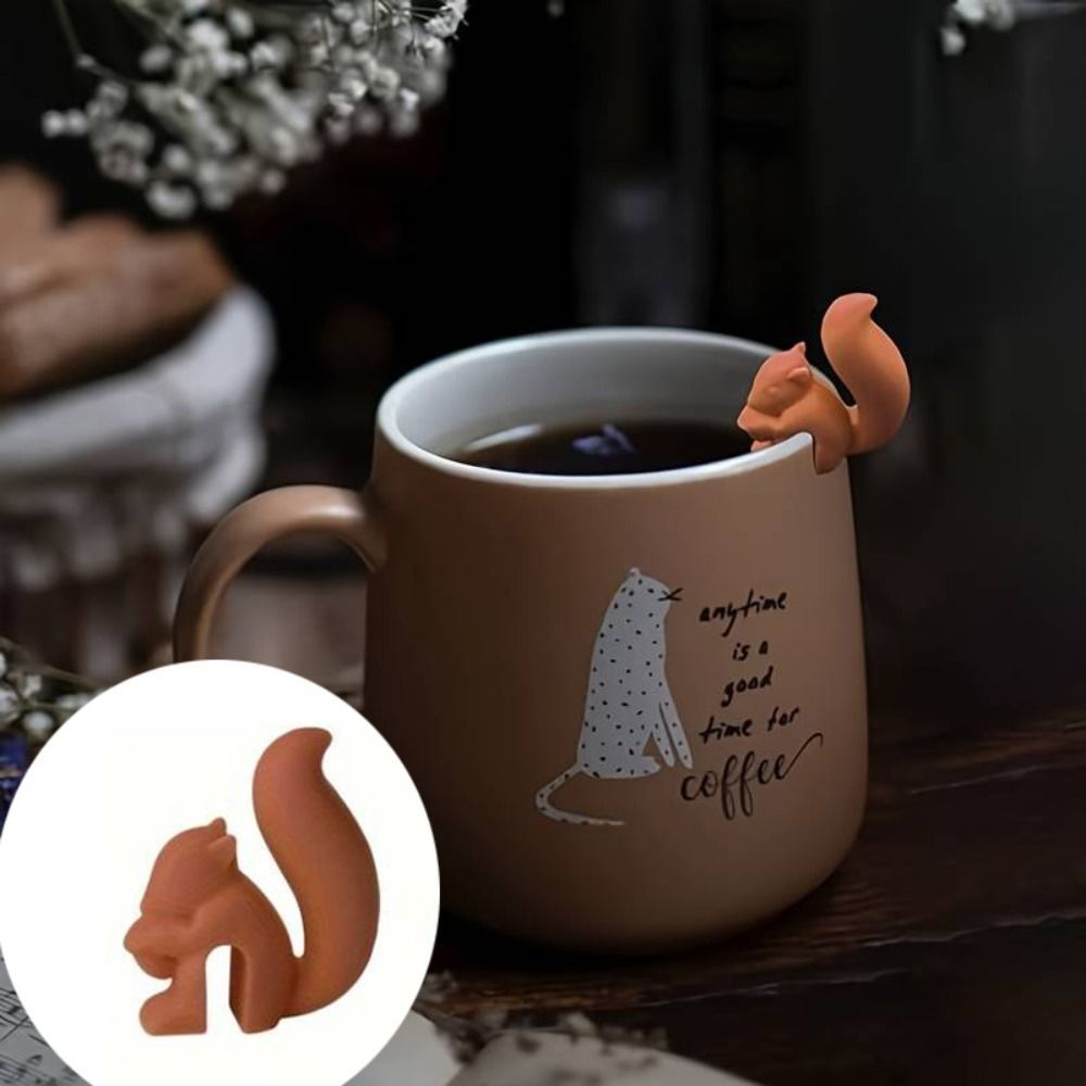 Set of 5 Silicone Squirrel Tea Bag Holders, Tea Accessories, Cup Decor