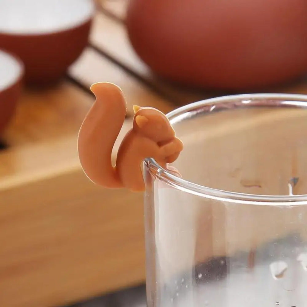 Set of 5 Silicone Squirrel Tea Bag Holders, Tea Accessories, Cup Decor