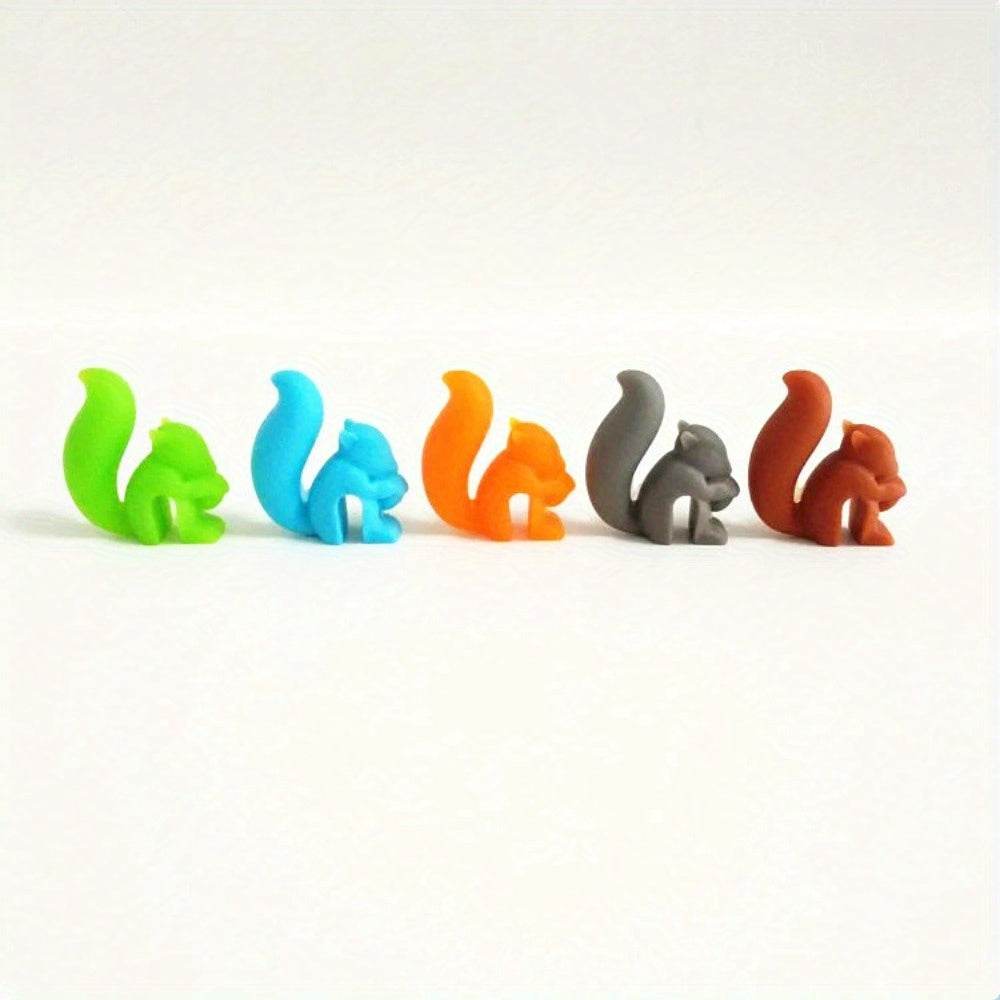 Set of 5 Silicone Squirrel Tea Bag Holders, Tea Accessories, Cup Decor