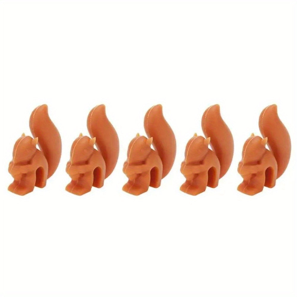 Set of 5 Silicone Squirrel Tea Bag Holders, Tea Accessories, Cup Decor