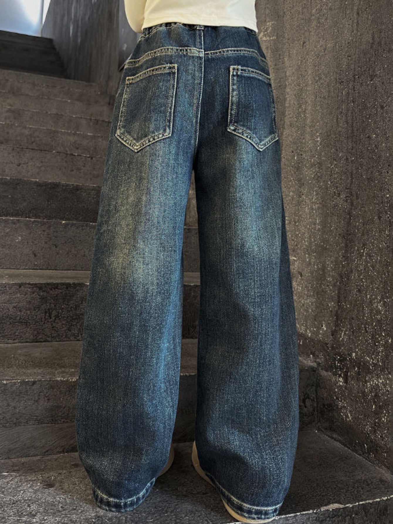 Girls Heart Patch Baggy Jeans Casual Streetwear All-Season