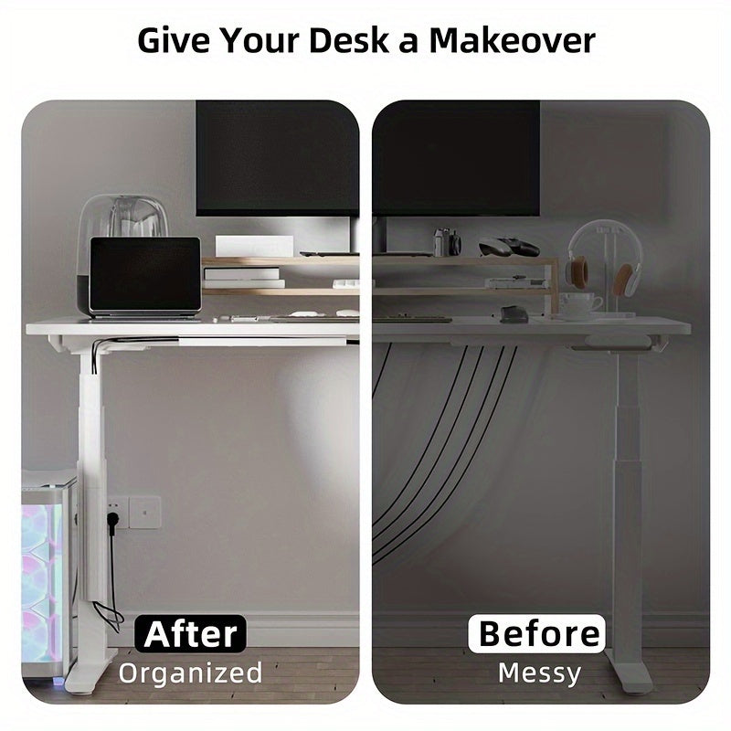 Self-Adhesive Under-Desk Cable Organizer for Home Office Child Pet Safety