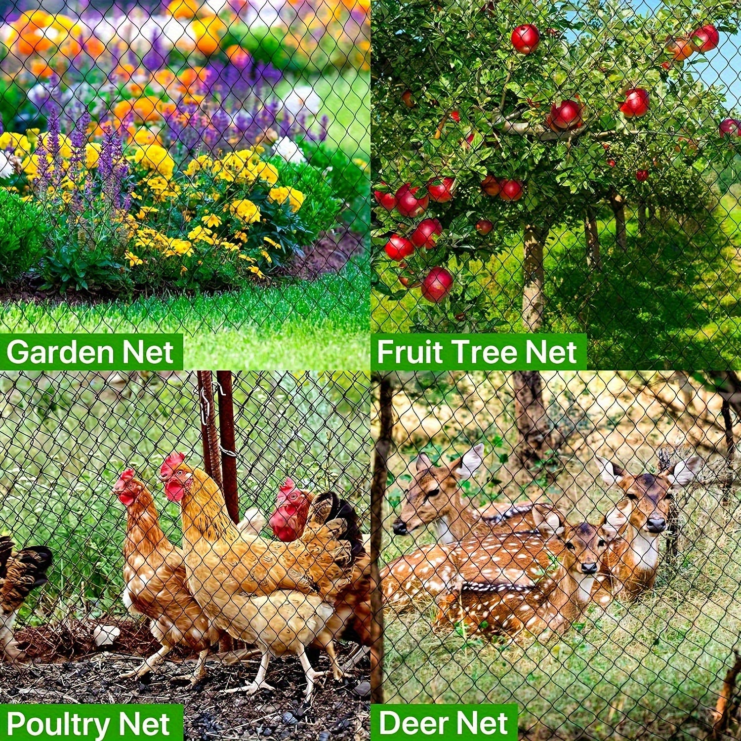 7.62x15.24m Nylon Poultry Mesh Garden Fence for Birds Deer Squirrels Protection