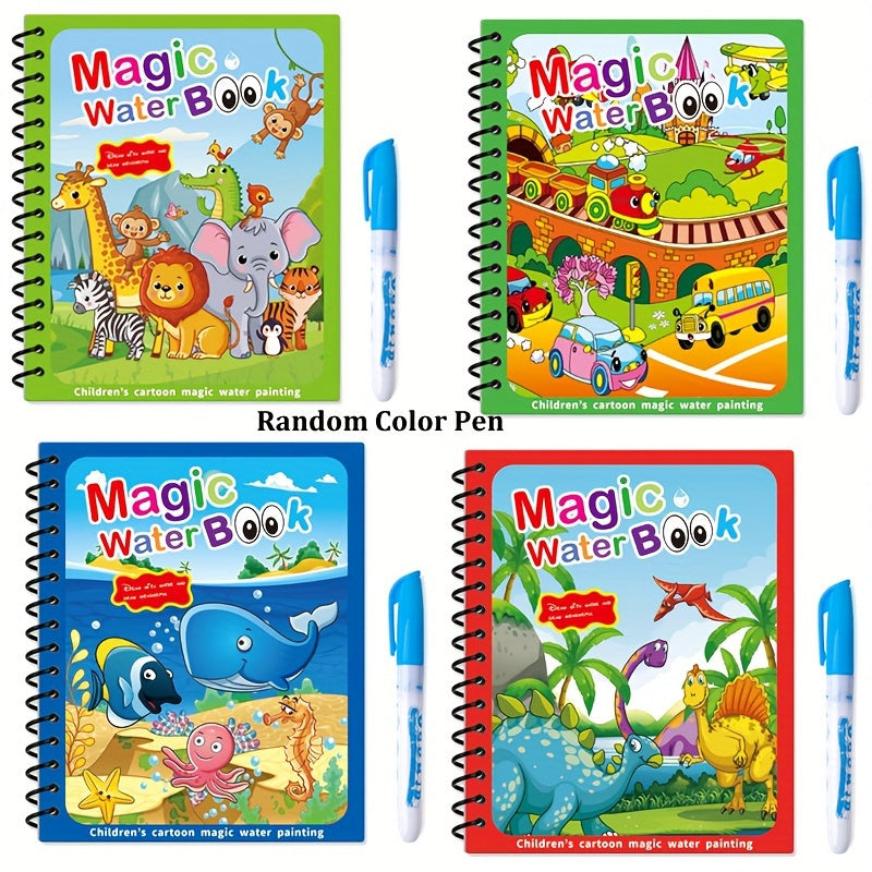 4pcs Kids Water Drawing Books Reusable Sketchbooks for Early Learning and Creative Play