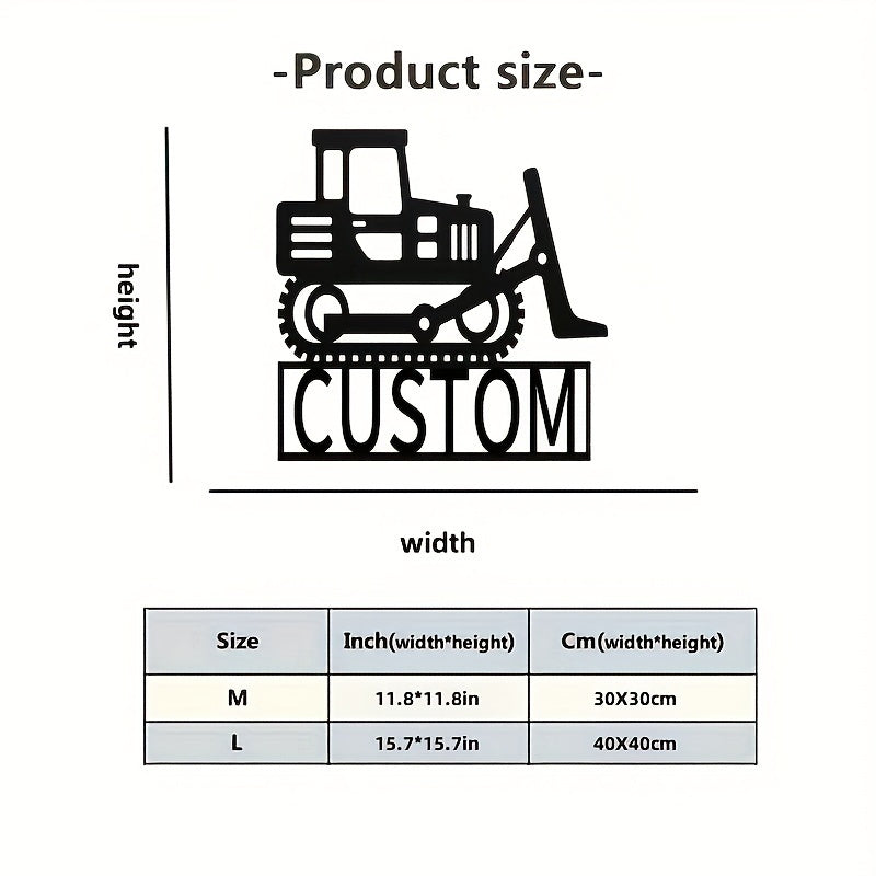 Shaxsiylashtirilgan Bulldozer Eshik Tashuvchisi - Maxsus Ism Tanlovi - Mustahkam Temir Qurilish - 14 yosh va undan katta yoshdagilar uchun mos qora metall devor san'ati - Uy va Biznes uchun Zamonaviy Yuk Mashinasi Boshlang'ich Plakasi, Ob-havoga chidamli