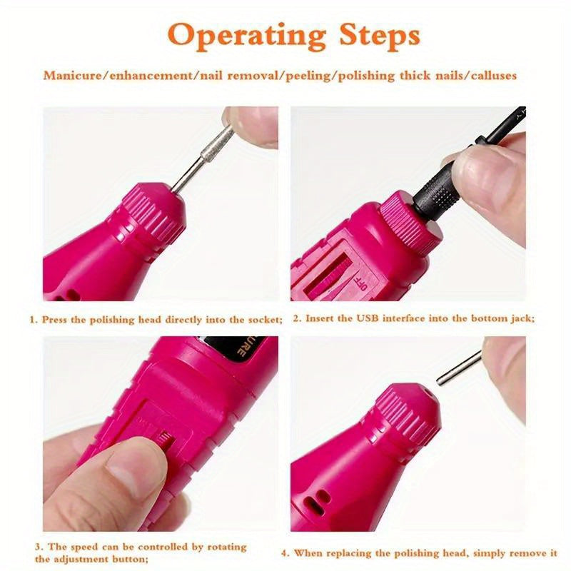 1 dona USB orqali zaryadlanadigan elektr tirnoq burg'ulash to'plami, 36V tirnoq fayli va bufferni o'z ichiga oladi, manikyur va pedikyur uchun, bir nechta boshlar va gelni olib tashlash funksiyasi mavjud (akkumulyator kiritilmagan).