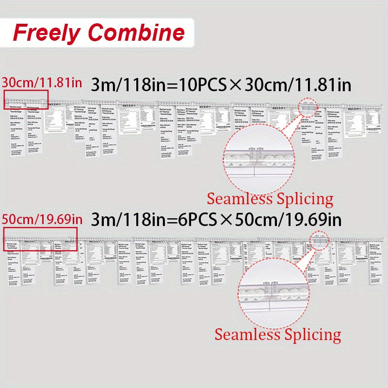 Plastic Receipt Holder Adjustable Length 30-150cm for Restaurant Cafe Kitchen