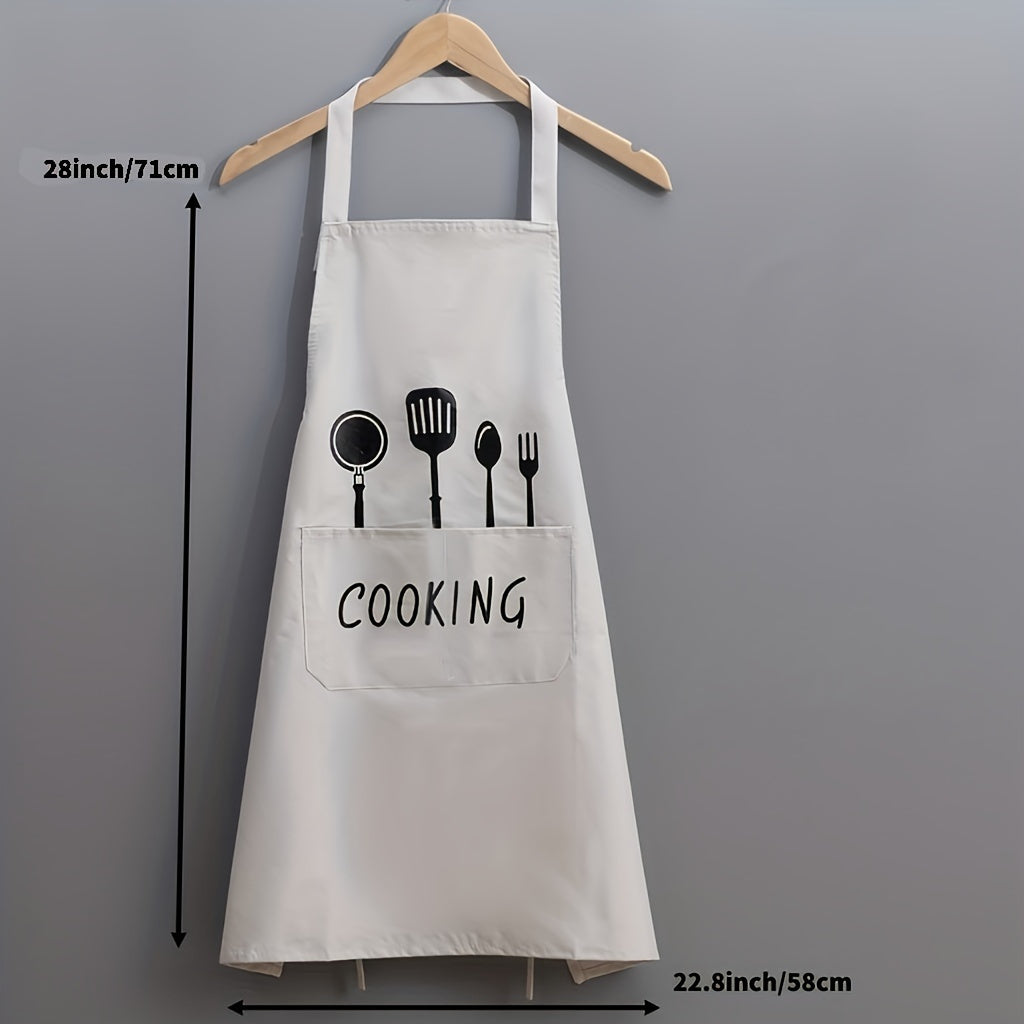 Waterproof Oil-Proof Apron with Pockets Adjustable Stain-Resistant Polyester for Cooking Gardening Baking