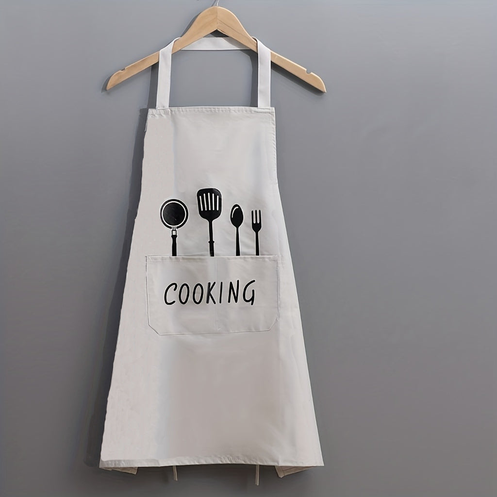 Waterproof Oil-Proof Apron with Pockets Adjustable Stain-Resistant Polyester for Cooking Gardening Baking