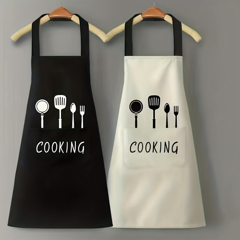 Waterproof Oil-Proof Apron with Pockets Adjustable Stain-Resistant Polyester for Cooking Gardening Baking