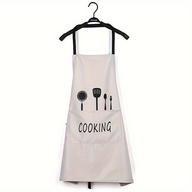 Waterproof Oil-Proof Apron with Pockets Adjustable Stain-Resistant Polyester for Cooking Gardening Baking
