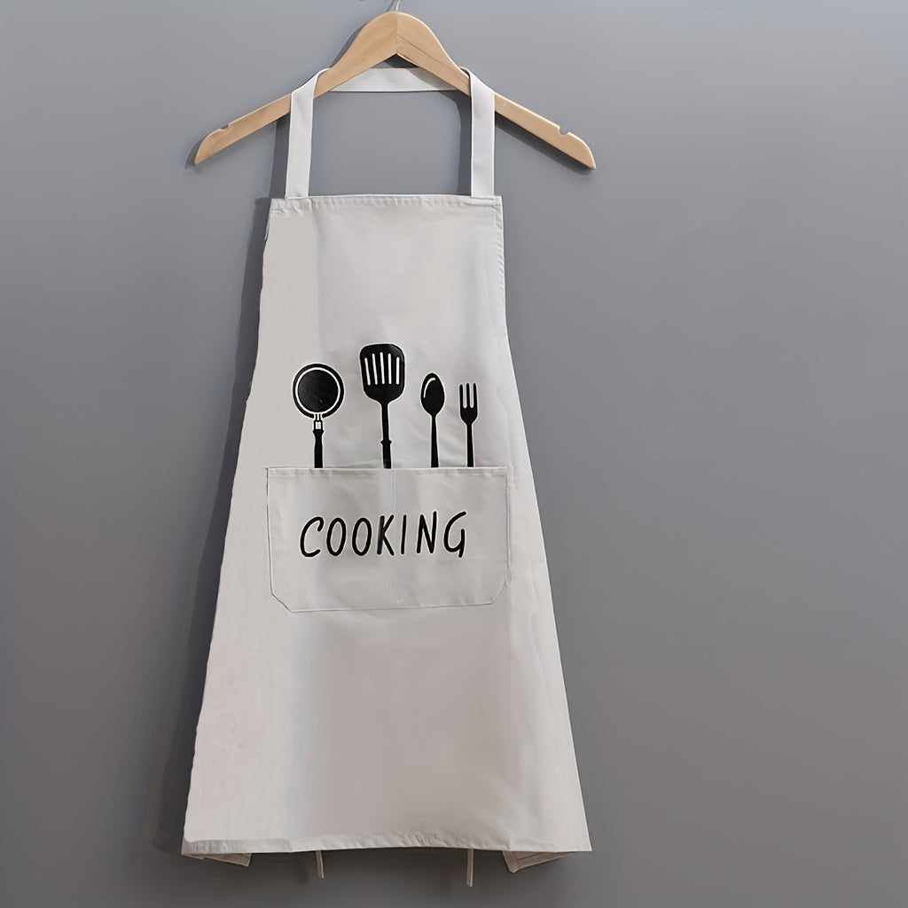Waterproof Oil-Proof Apron with Pockets Adjustable Stain-Resistant Polyester for Cooking Gardening Baking