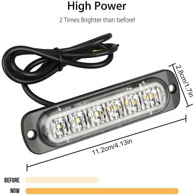 2pcs Ultra-Slim LED Car Light Bars Bright White Yellow 12-24V Easy Install