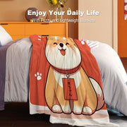 Shiba Dog Print Flannel Blanket Soft Cozy Throw for Bed Sofa Office Travel Lightweight Polyester All-Season