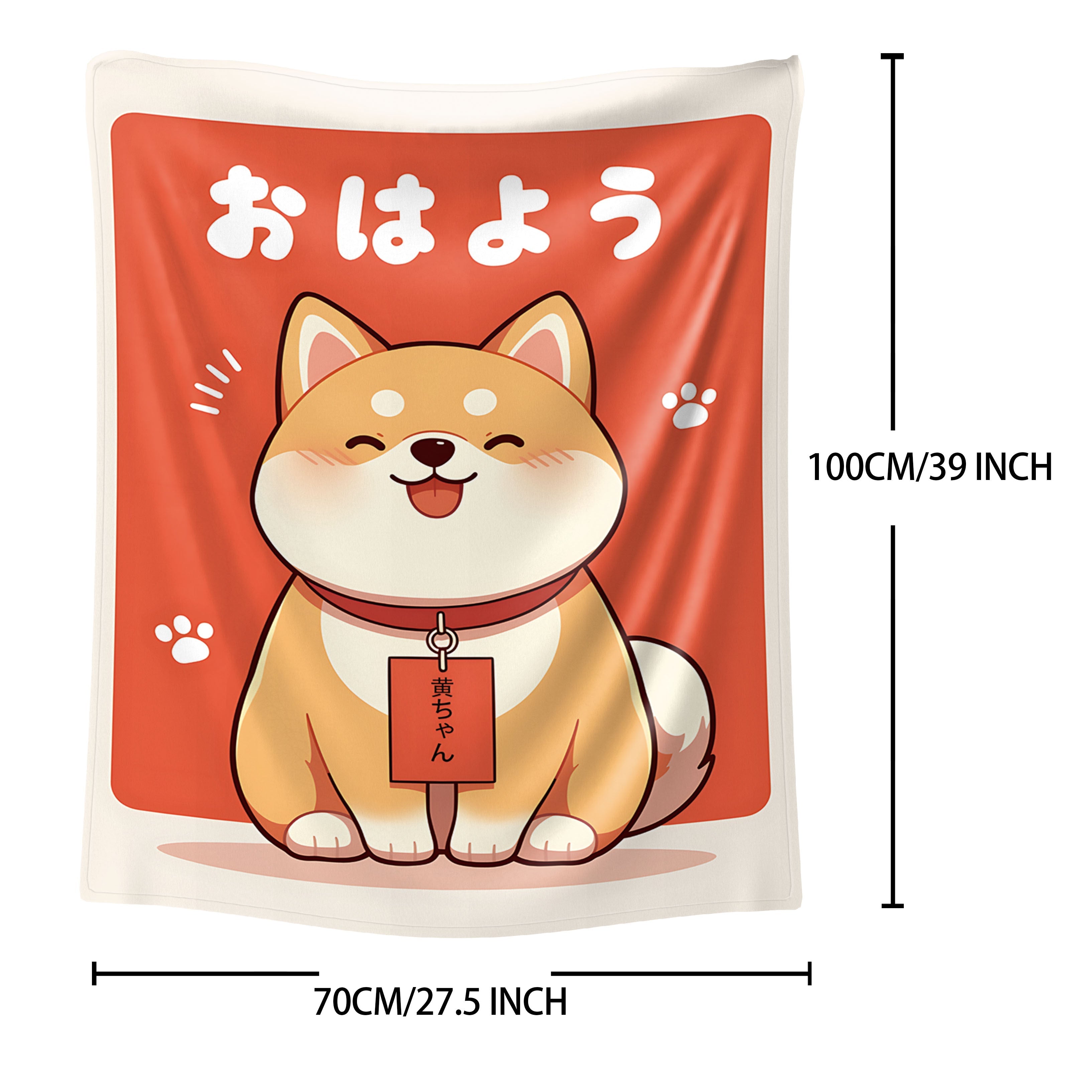 Shiba Dog Print Flannel Blanket Soft Cozy Throw for Bed Sofa Office Travel Lightweight Polyester All-Season