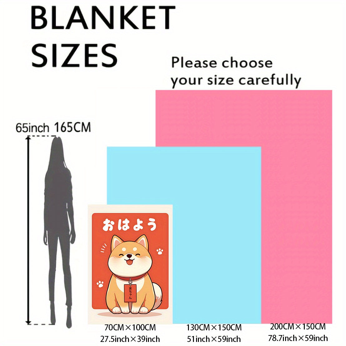 Shiba Dog Print Flannel Blanket Soft Cozy Throw for Bed Sofa Office Travel Lightweight Polyester All-Season