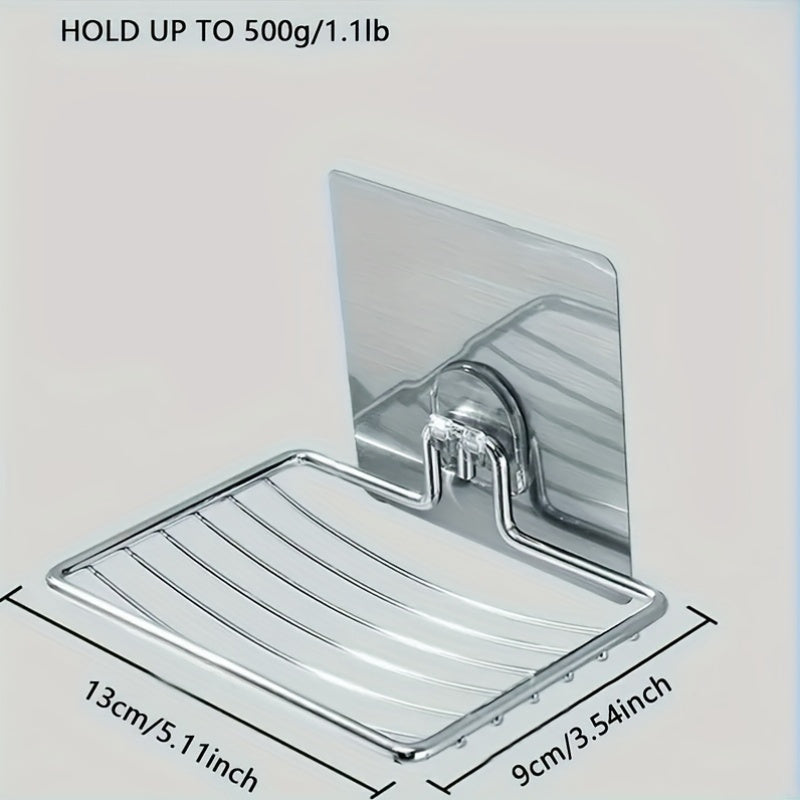 Stainless Steel Wall-Mounted Soap Dish Holder with Drainage and Rust Resistance