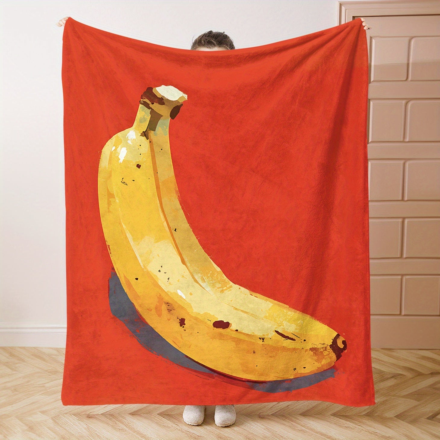 Banana Print Flannel Throw Blanket Soft Lightweight All-Season Bed Sofa Travel Gift