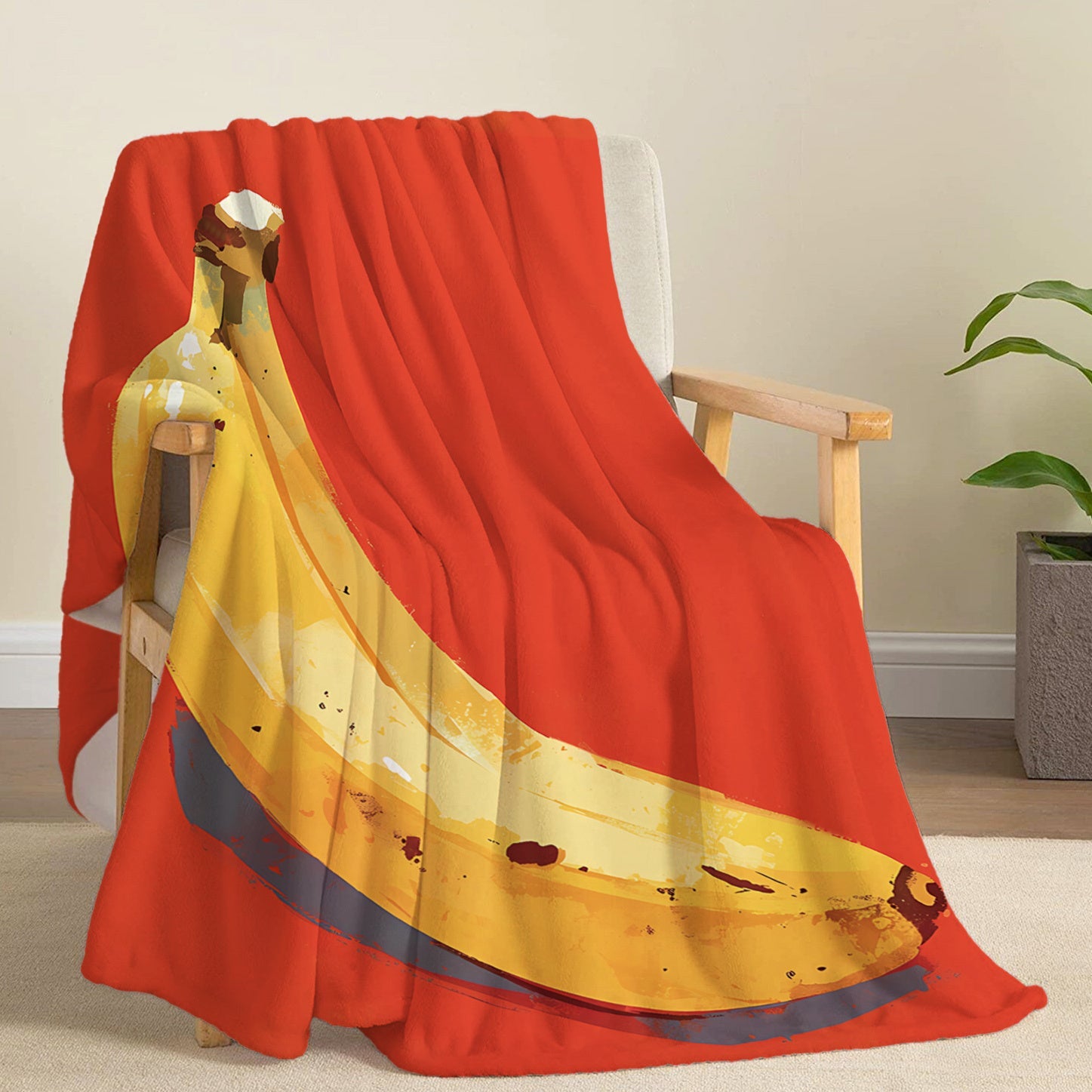 Banana Print Flannel Throw Blanket Soft Lightweight All-Season Bed Sofa Travel Gift
