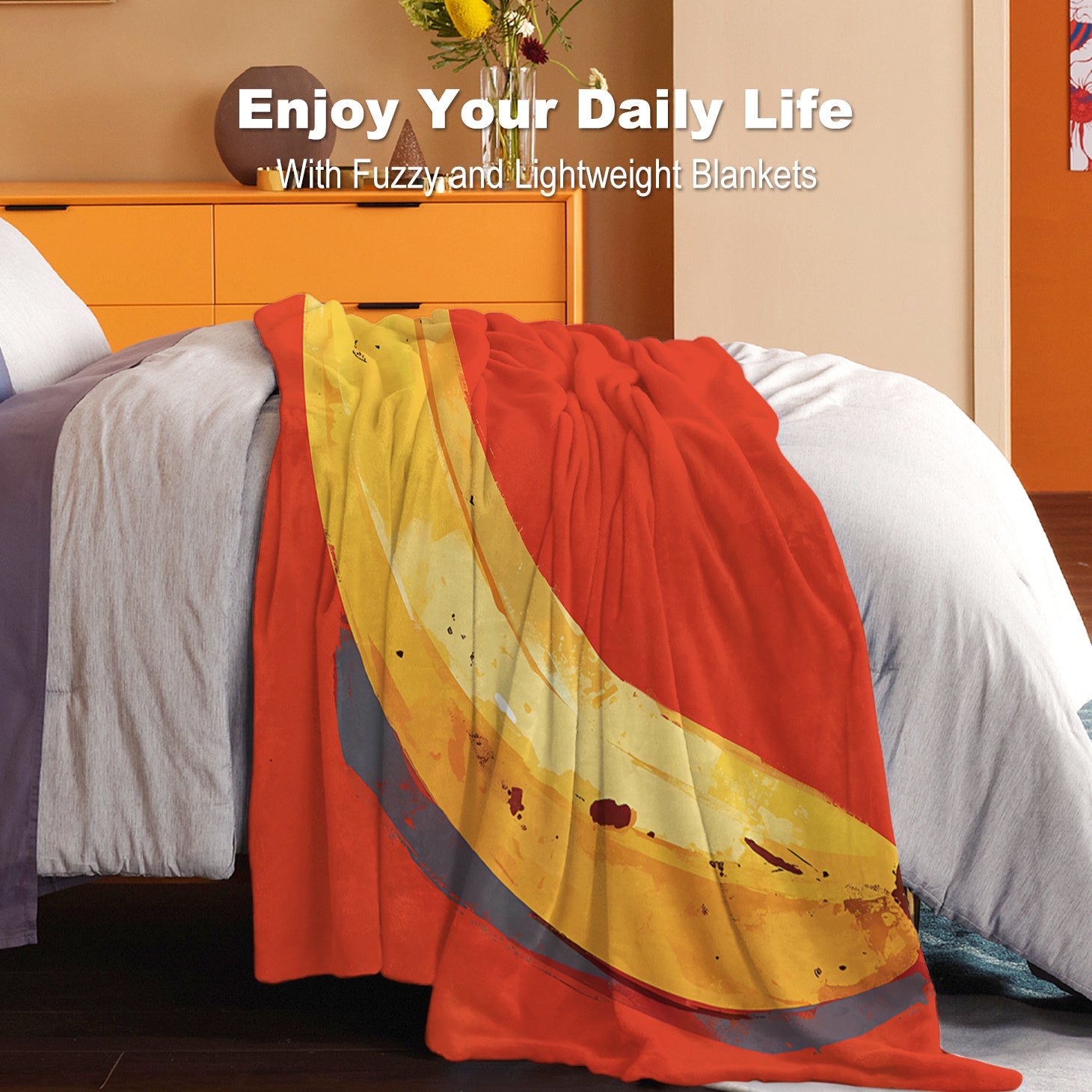 Banana Print Flannel Throw Blanket Soft Lightweight All-Season Bed Sofa Travel Gift