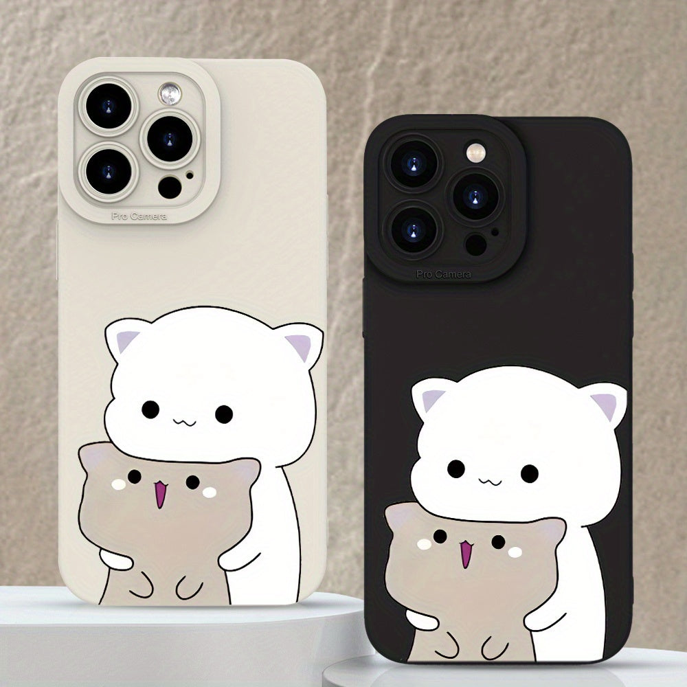 Funda para teléfono de gato adorable para hombres y mujeres TPU en varios tamaños, colores negro y blanco