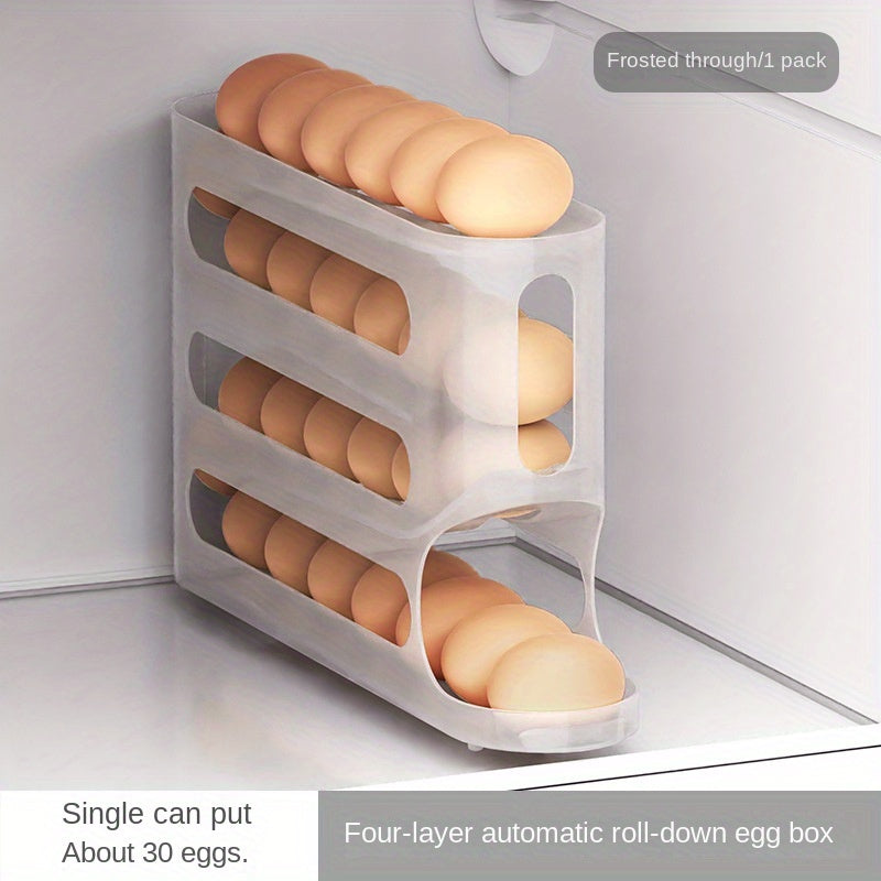 Durable 4-Tier Egg Holder with Auto-Roll Technology for Large Capacity Refrigerator and Kitchen Storage