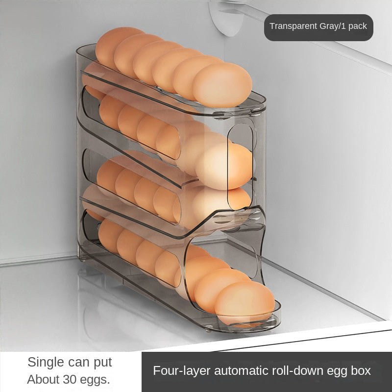 Durable 4-Tier Egg Holder with Auto-Roll Technology for Large Capacity Refrigerator and Kitchen Storage