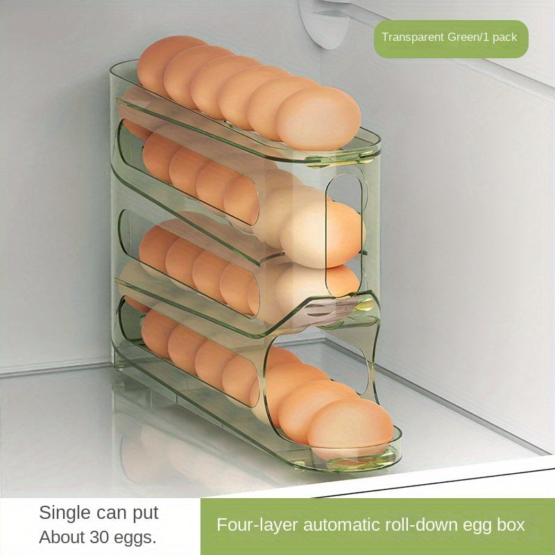 Durable 4-Tier Egg Holder with Auto-Roll Technology for Large Capacity Refrigerator and Kitchen Storage