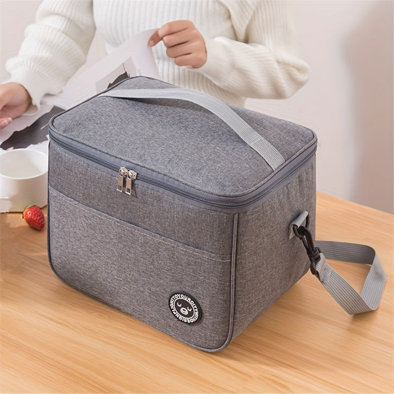 Large Capacity Insulated Waterproof Lunch Bag with Shoulder Strap for Work and Picnic