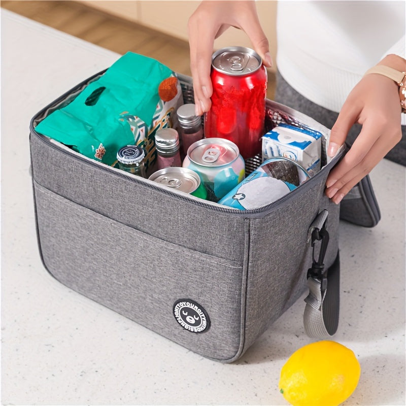 Large Capacity Insulated Waterproof Lunch Bag with Shoulder Strap for Work and Picnic