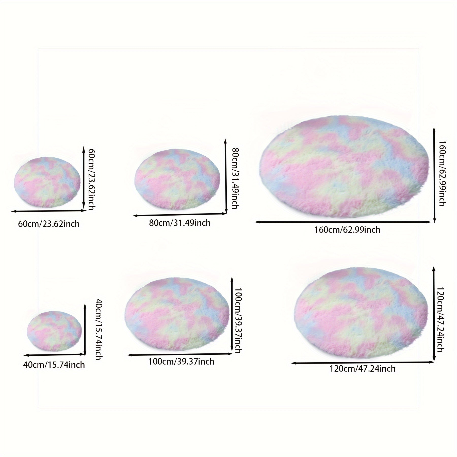 Plush Tie-Dye Rainbow Area Rug Soft Non-Slip Indoor Floor Mat