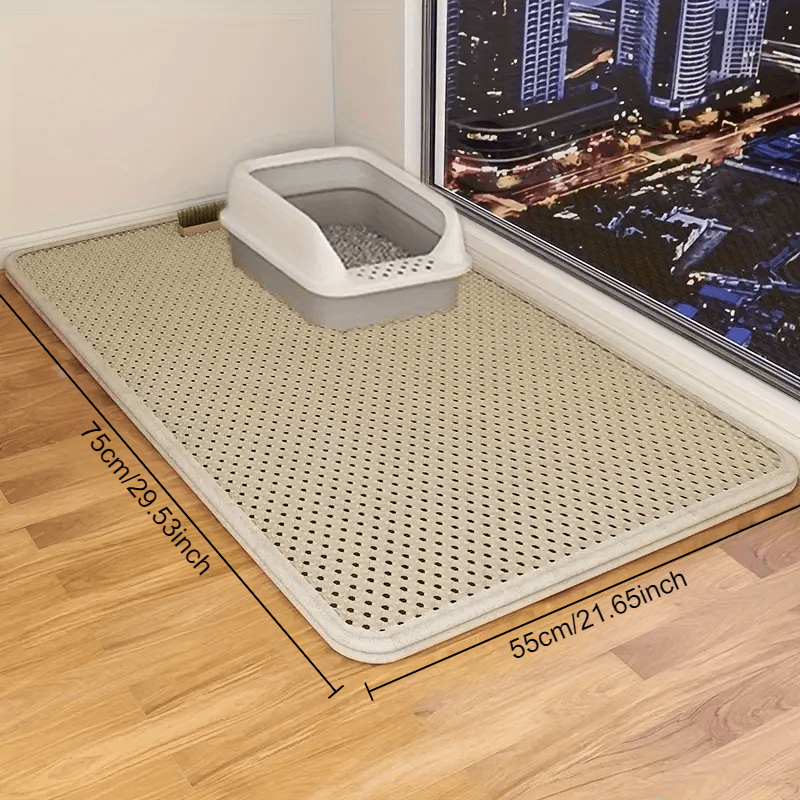 Large Double-Layer Cat Litter Mat Splash-Proof EVA Honeycomb Non-Slip Washable