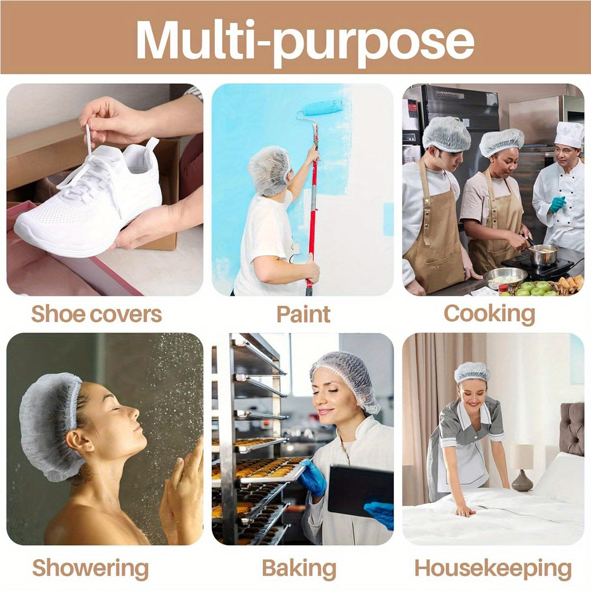 Oziq-ovqat xizmatlari va SPA gigiyenik sochni himoya qilish uchun bir martalik elastik soch tarmog'i shlyapa