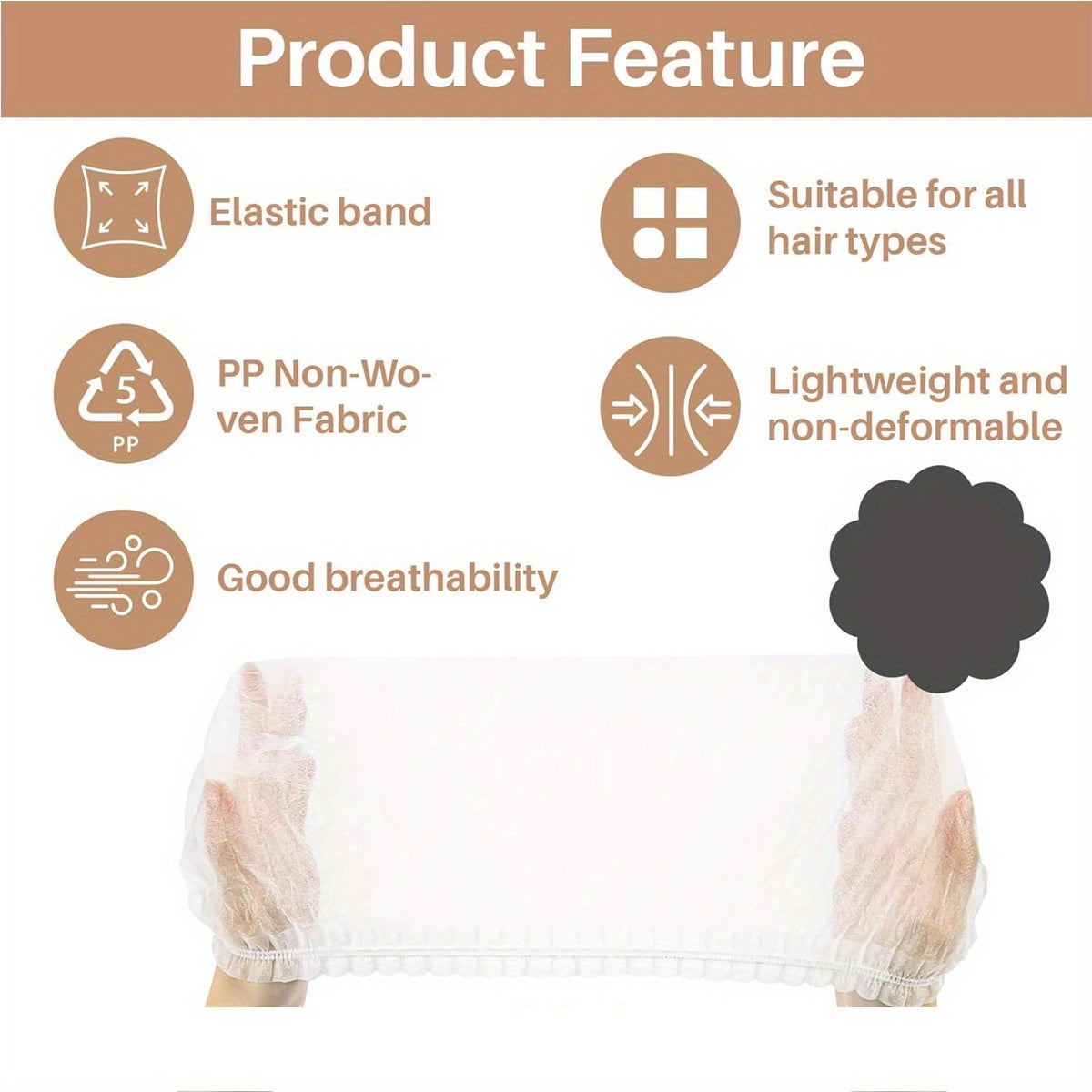 Oziq-ovqat xizmatlari va SPA gigiyenik sochni himoya qilish uchun bir martalik elastik soch tarmog'i shlyapa