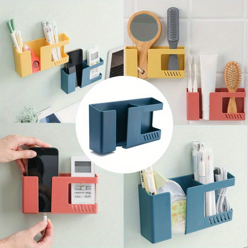 Wall-Mounted Phone and Remote Control Organizer for Home Office Storage